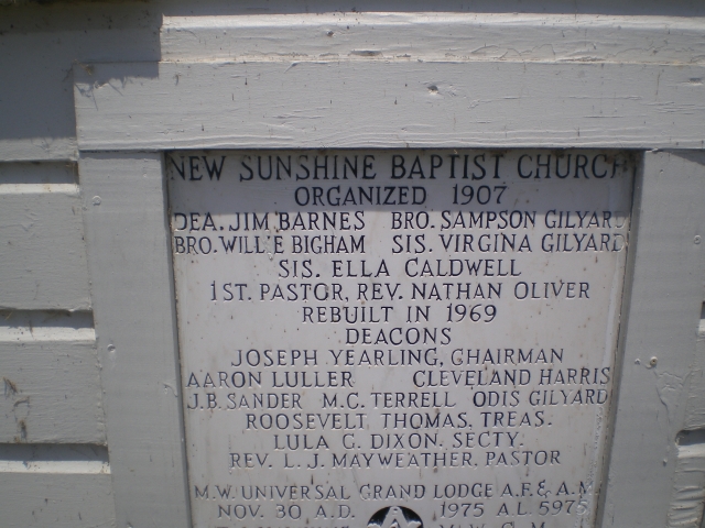 Family Ancestors, Founding members of Sunshine Baptist Church