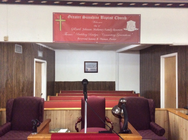 Greater Sunshine Baptist  Church Welcome Banner for GJM Family Reunion